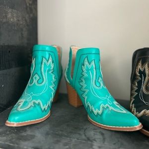Turquoise faux booties